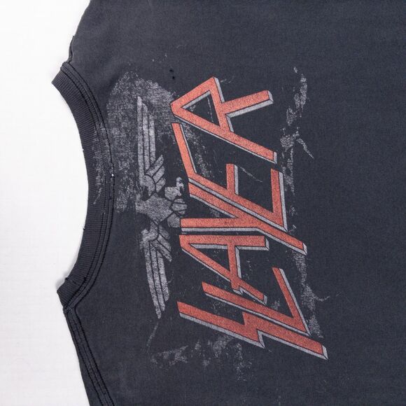 Vintage 90s Slayer Skull Metal Band T Shirt Double Sided XL Faded Black 1997 - Picture 10 of 14